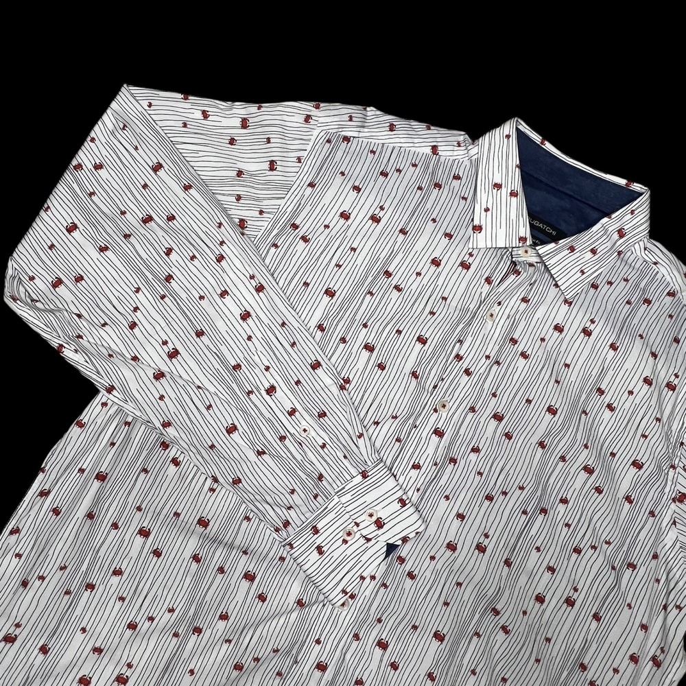 Bugatchi Crab Print Mens Classic Fit Long Sleeve Button Down Shirt Sz L Designer